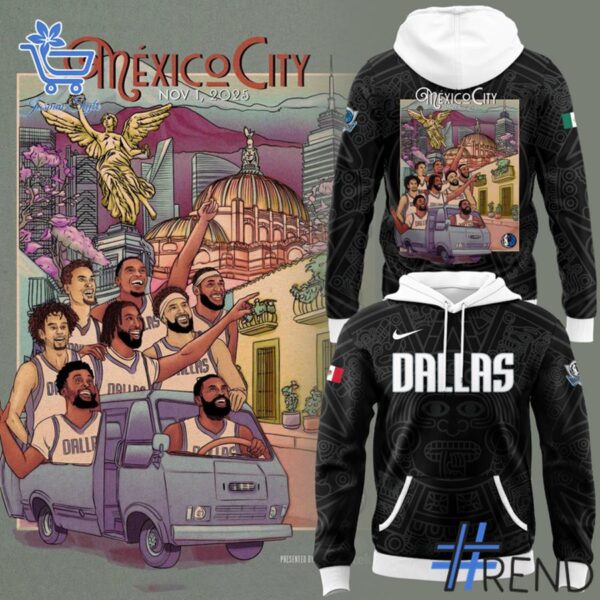 Close-up view of the Dallas Mavericks Mexico City Hoodie print