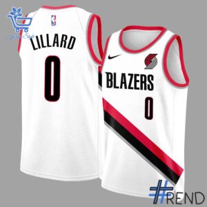 Detailed fabric and stitching showing 2 Damian Lillard BACK to Portland Trail Blazers Baskeball Jersey