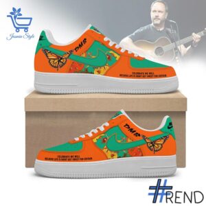 Level up your everyday style with 1 Dave Matthews Band orange Nike Air Force Shoes.