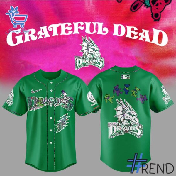 Custom look featuring the signature Dayton Dragons Grateful Dead Jersey design