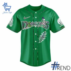 Custom look featuring the signature Dayton Dragons Grateful Dead Jersey design