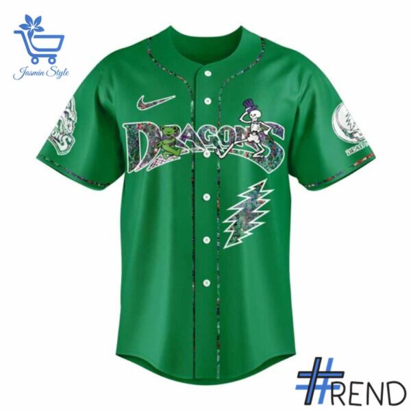 Custom look featuring the signature Dayton Dragons Grateful Dead Jersey design