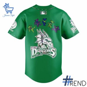 Custom look featuring the signature Dayton Dragons Grateful Dead Jersey design