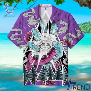 Soft and durable fabric with bold Def Leppard Hawaiian Shirt print