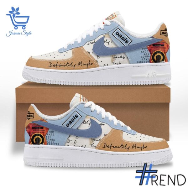 Custom look featuring the signature Definitely Maybe Oasis Nike Air Force design