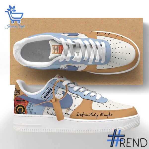 Custom look featuring the signature Definitely Maybe Oasis Nike Air Force design