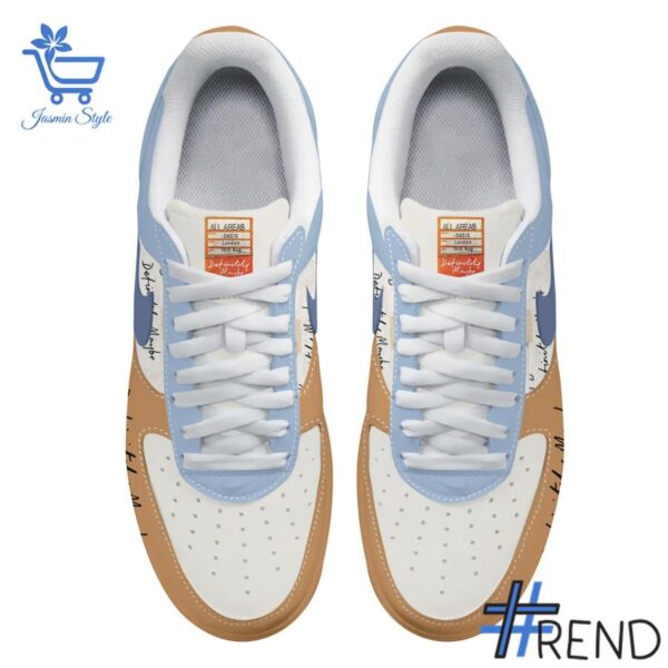 Custom look featuring the signature Definitely Maybe Oasis Nike Air Force design