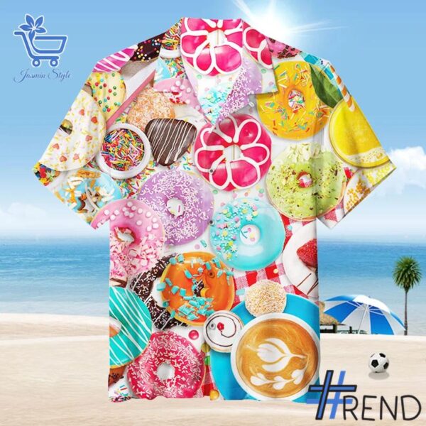 Custom apparel with the bold Delicious Doughnut Colorful Hawaiian Shirt design