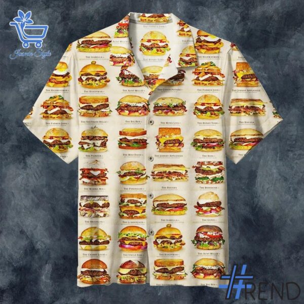 Trendy Delicious Type of Hamburger Hawaiian Shirt featuring bold graphics and modern style