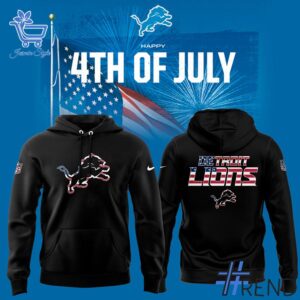 Custom apparel with the bold Detroit Lions Happy th of July Hoodie design