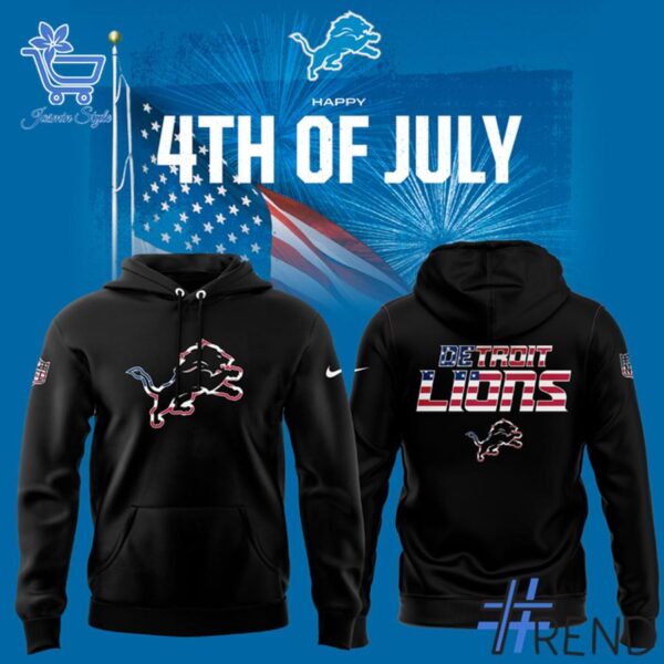 Custom apparel with the bold Detroit Lions Happy th of July Hoodie design