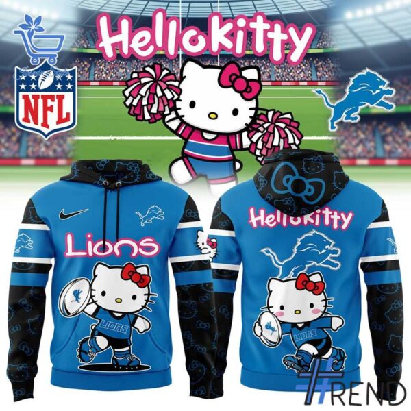 Detailed Detroit Lions Hello Kitty Hoodie graphic on quality fabric