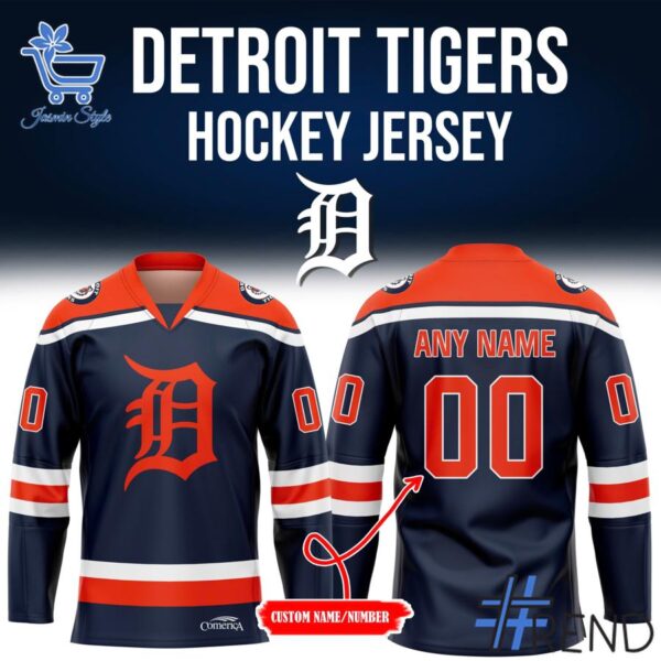Detailed view of the 1 Detroit Tigers 2025 Hockey Jersey print on fabric