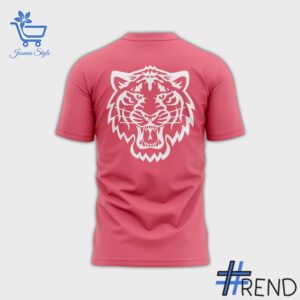 Street-style look featuring the unique Detroit Tigers Everybody vs Cancer Day Pink Shirt artwork