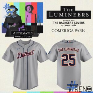 Limited-edition apparel with custom Detroit Tigers The Lumineers Baseball Jersey print