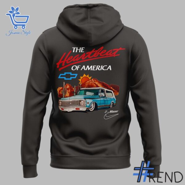 Close-up view of the Devin Booker Chevrolet The heartbeat of America Hoodie print