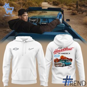 Close-up view of the Devin Booker Chevrolet The heartbeat of America Hoodie print