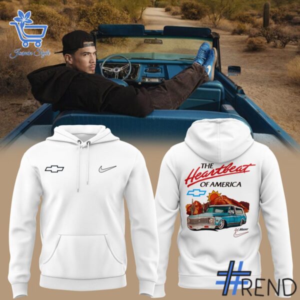 Close-up view of the Devin Booker Chevrolet The heartbeat of America Hoodie print