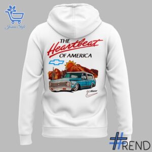 Close-up view of the Devin Booker Chevrolet The heartbeat of America Hoodie print