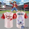 Custom look featuring the signature Diablos Rojos del México One Piece Luffy Gear Jersey design