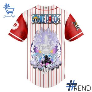 Custom look featuring the signature Diablos Rojos del México One Piece Luffy Gear Jersey design