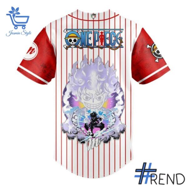 Custom look featuring the signature Diablos Rojos del México One Piece Luffy Gear Jersey design
