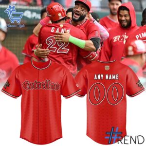Custom look featuring the signature Diablos Rojos del Mexico Juego de Estrellas Hombre Jersey design
