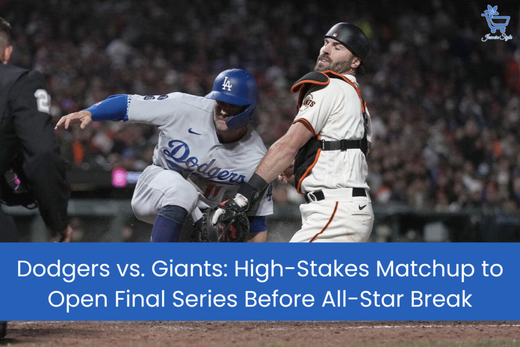 Dodgers vs Giants High Stakes Matchup to Open Final Series Before All Star Break design on casual wear for everyday style