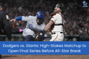 Dodgers vs Giants High Stakes Matchup to Open Final Series Before All Star Break design on casual wear for everyday style
