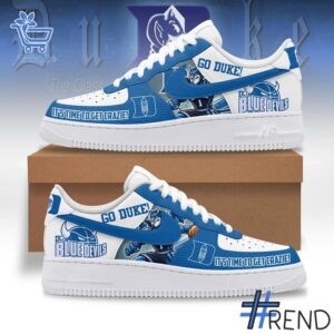 Trendy Duke Blue Devils Air Force Shoes featuring bold graphics and modern style