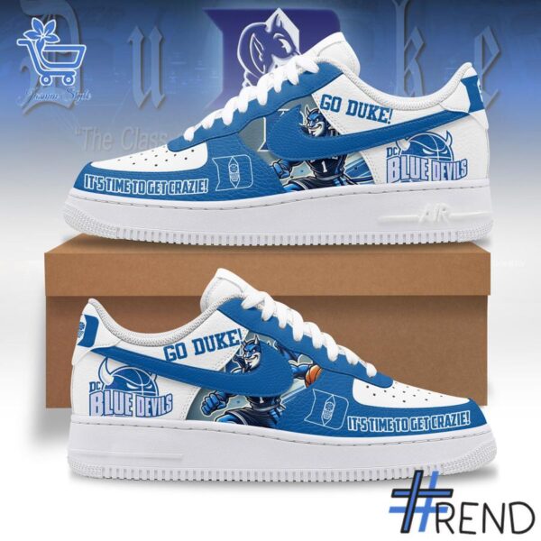 Trendy Duke Blue Devils Air Force Shoes featuring bold graphics and modern style