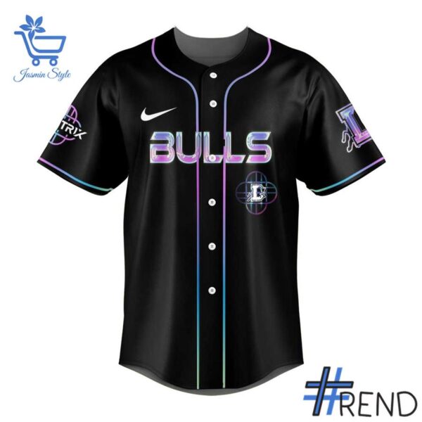 Detailed view of the 2 Durham Bulls KPop Demon Hunters Baseball Jersey print on fabric