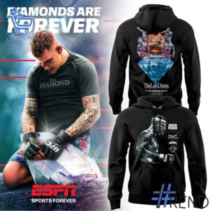 Detailed view of the 1 Dustin Poirier The Diamond The Last Dance Hoodie print on fabric