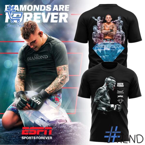 Detailed view of the 2 Dustin Poirier The Diamond The Last Dance Hoodie print on fabric