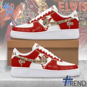Trendy Elvis Presley TCB Air Force Shoes featuring bold graphics and modern style