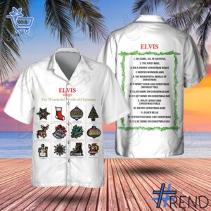 Premium-quality product featuring the Elvis Sings The Wonderful World of Christmas Hawaiian Shirt design