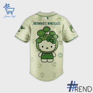 Close-up view of the Fayetteville Woodpeckers Algae Hello Kitty Baseball Jersey print