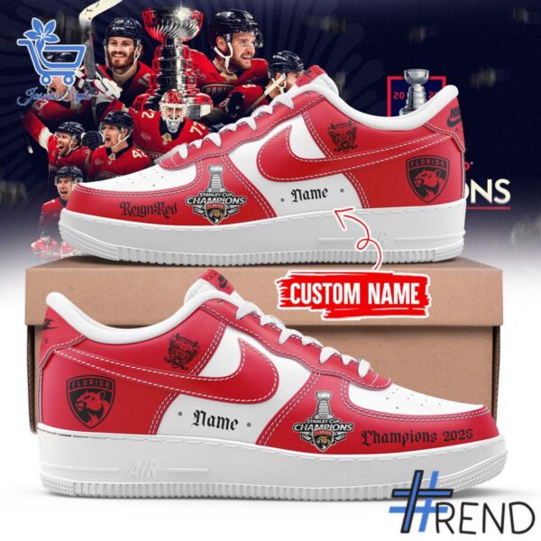 Close-up view of the Florida Panthers Stanley Cup Champs Air Force Shoes print