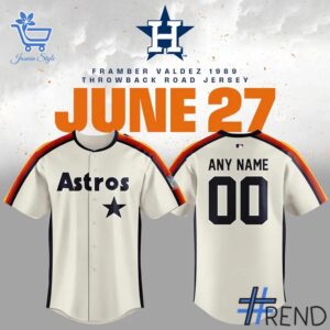 Premium-quality product featuring the Framber Valdez Throwback Road Houston Astros Jersey design