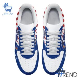 Side view of George Strait Junkie Happy Th Of July Nike Air Force showcasing iconic low-top silhouette.