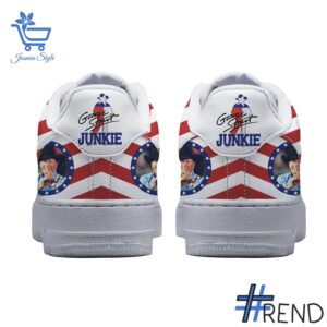 Side view of George Strait Junkie Happy Th Of July Nike Air Force showcasing iconic low-top silhouette.