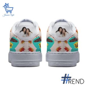 Side view of Gilmore Girls Life's Short Talk Fast Air Force Shoes showcasing iconic low-top silhouette.
