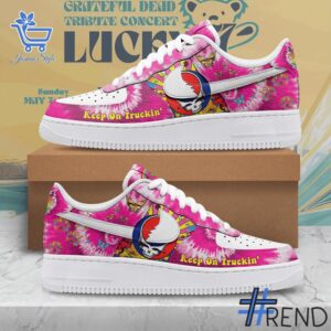 Custom apparel with the bold Grateful Dead Keep On Truckin Nike Air Force Shoes design