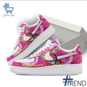 Custom apparel with the bold Grateful Dead Keep On Truckin Nike Air Force Shoes design