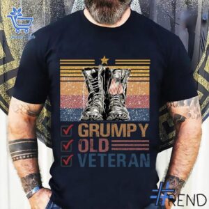 Trendy Grumpy Old Veteran US T shirt featuring bold graphics and modern style