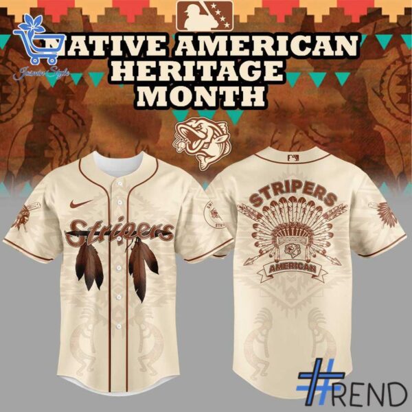 Custom look featuring the signature Gwinnett Stripers Native American Heritage Month Jersey design