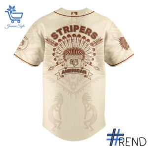 Custom look featuring the signature Gwinnett Stripers Native American Heritage Month Jersey design
