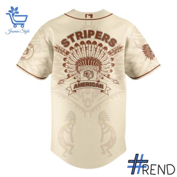 Custom look featuring the signature Gwinnett Stripers Native American Heritage Month Jersey design