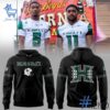 Detailed view of the 1 Hawaii Rainbow Warriors Hoodie print on fabric