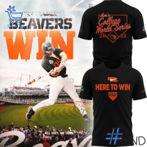 Unisex Here To Win Oregon State Shirt styled with jeans for a relaxed look